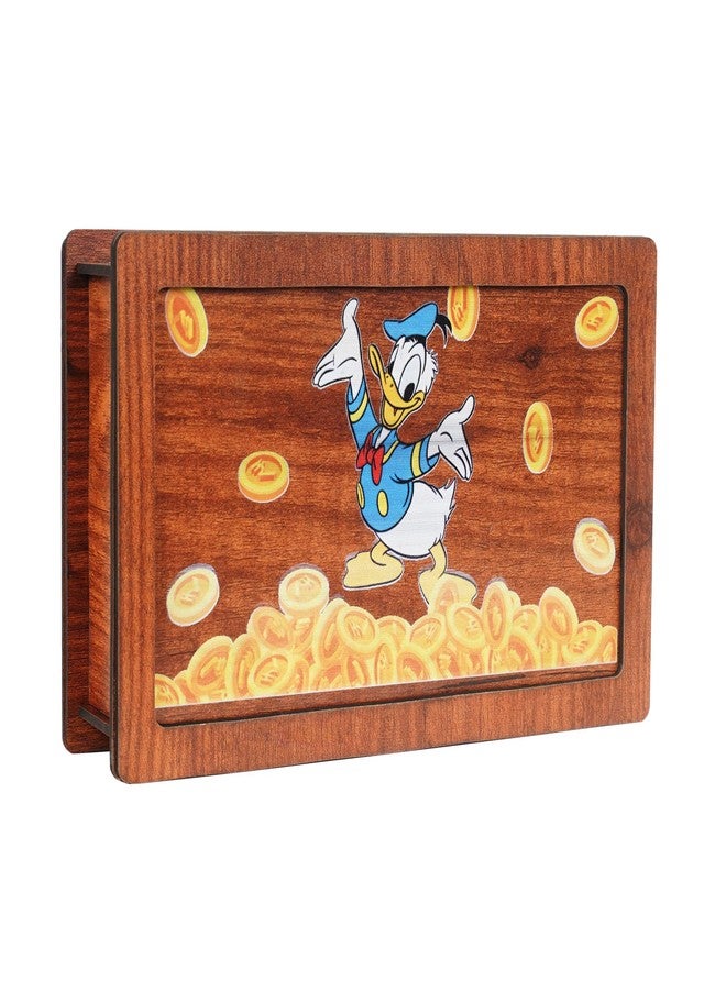 CRAFTZO Wooden Money Bank Box with Tropical Theme | Kids Savings Box with Built-in Coin Chart | Coin & Money Storage Box (Donald Design) - Image 1