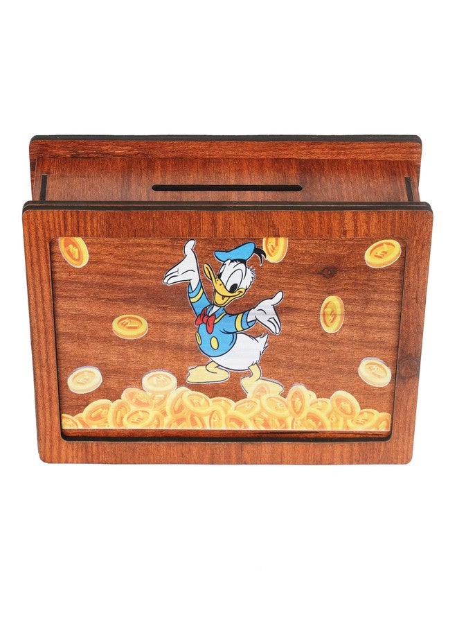 CRAFTZO Wooden Money Bank Box with Tropical Theme | Kids Savings Box with Built-in Coin Chart | Coin & Money Storage Box (Donald Design) - Image 4