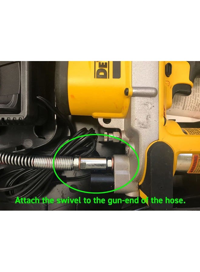 LockNLube Grease Gun Hose Swivel - Fine Threads (7/16”–28) for Dewalt and Lincoln Battery Grease Guns - Image 3