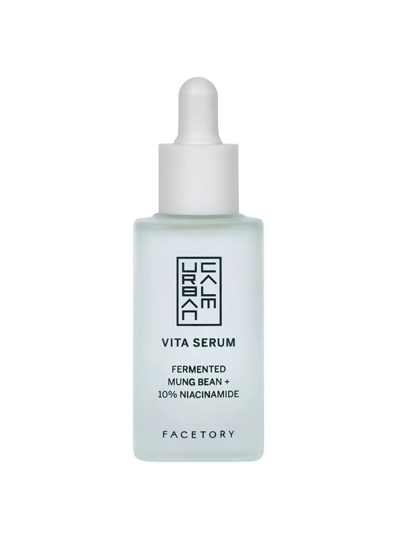 FACETORY Urban Calm Hydrating Vita Serum  Glow Boosting Facial Serum with Fermented Mung Bean  10 Niacinamide for Fine Lines  Wrinkles  Plump  Revive Dry Skin  Smoothing  Calming  30ml  101 fl oz 