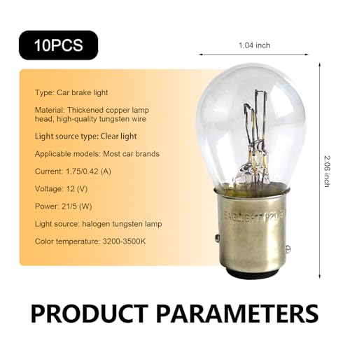 Ferianl 10PCS 1157 Light Bulb, Double Tail High and Low Brake Light Bulb, P21/5W S25 2057 2357 7528 BAY15D Bulbs, Universal Halogen Turn Signal Parking Lights(White) - Image 2