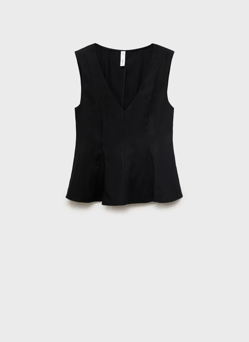 MANGO Lyocell peplum top