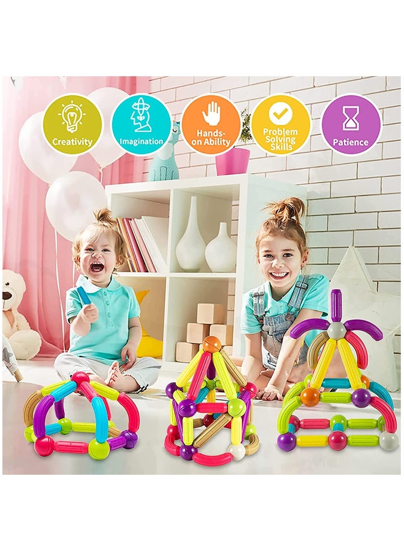 64 Pcs Magnetic Building Blocks Toys,  Magnet Educational Toys , STEM Educational Construction Toys - Learning Boys Girls Toys Age 3+ - Image 4