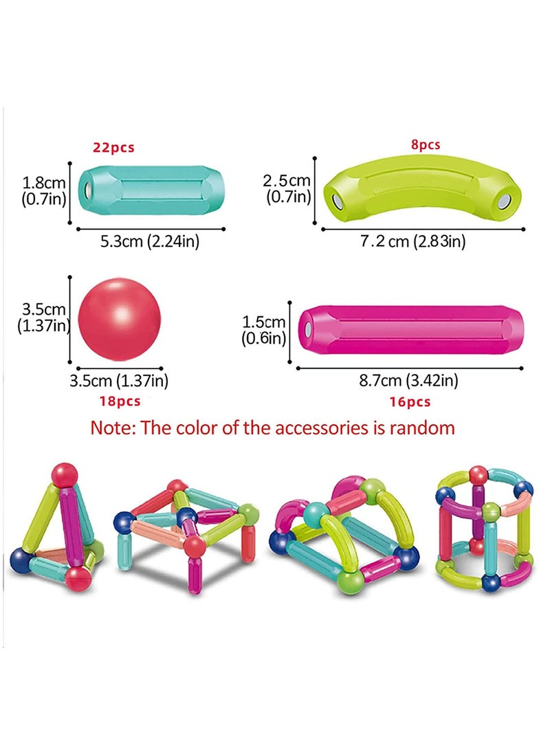 64 Pcs Magnetic Building Blocks Toys,  Magnet Educational Toys , STEM Educational Construction Toys - Learning Boys Girls Toys Age 3+ - Image 2