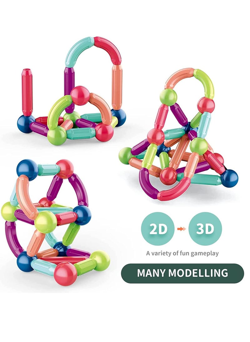 64 Pcs Magnetic Building Blocks Toys,  Magnet Educational Toys , STEM Educational Construction Toys - Learning Boys Girls Toys Age 3+ - Image 5