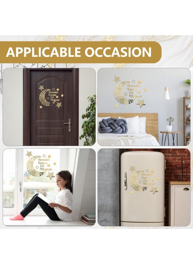 Chielor 2025 Ramadan Mubarak Decorations Wall Stickers, Eid Decor Moon Star Acrylic Walls Decals for Islamic Muslim Home - Image 3