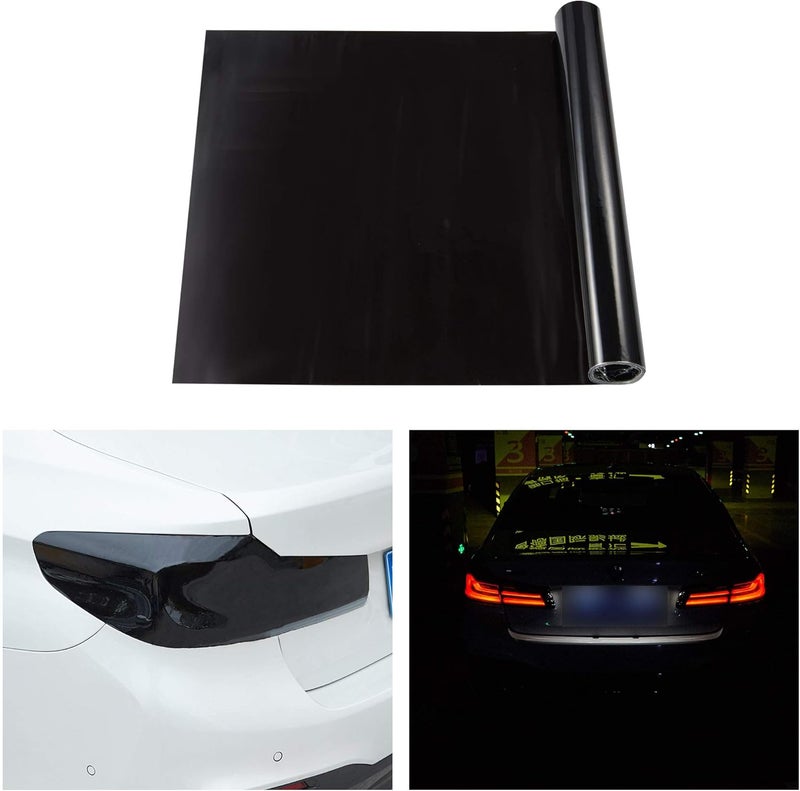TOMALL 78.7''x12'' Dark Black Vinyl Film for Car Headlight Taillight Fog Lights Tint Self Adhesive Decals Sports Modification Car Stickers (Dark Black) - Image 1