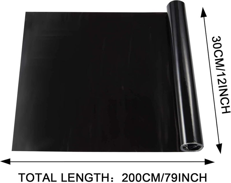 TOMALL 78.7''x12'' Dark Black Vinyl Film for Car Headlight Taillight Fog Lights Tint Self Adhesive Decals Sports Modification Car Stickers (Dark Black) - Image 2