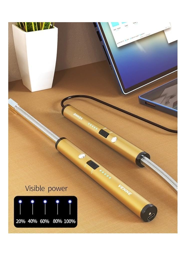 ماركة غير محددة ولاعة كهربائية USB نوع سي قابلة لاعادة الشحن، ولاعة بلازما قوس بدون لهب، ولاعة طويلة مع شاشة LED ذكية للبطارية مثالية للتخييم والطبخ والاستخدام المنزلي ازرق  - Image 3