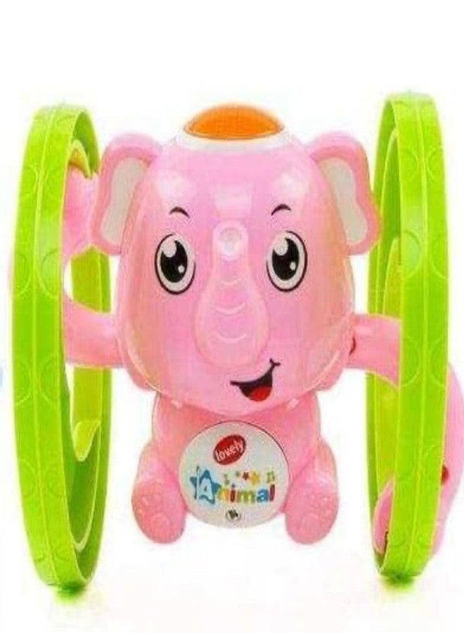 Radhya Accessories Elephant Shape Musical Rolling Toy for Kids Babies Interactive & Musical Key Operated, Sensory Sound Toy for Kids, Travel-Friendly & Safe Gift for Boys & Girls (12 Months+) (Pink) - Image 1