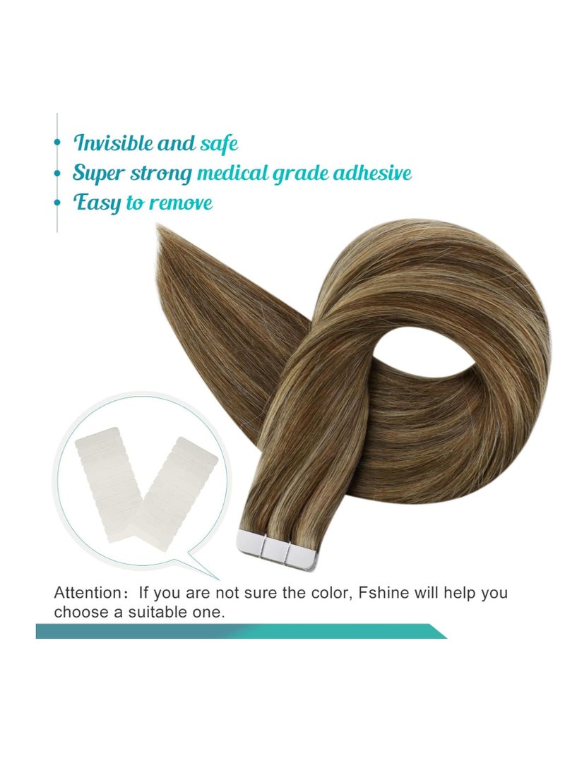 إستيل شريط تمديد شعر طبيعي في وصلات شعر ريمي بشرية غير ملحومة بشريط طبيعي مستقيم في وصلات شعر (بني داكن - أشقر) - Image 5