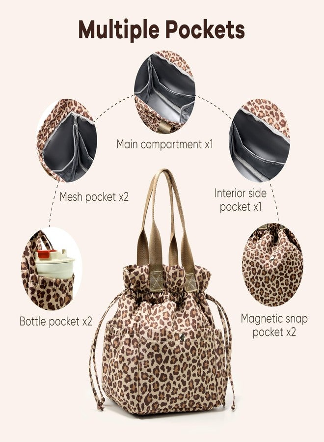 Yarnic Lunch Bag Women Insulated Lunch Bags,Cute Cheetah Reusable Lunch Box Stain-Resistant Lunchbox with Water Bottle Holder for Adult (Leopard) - Image 4