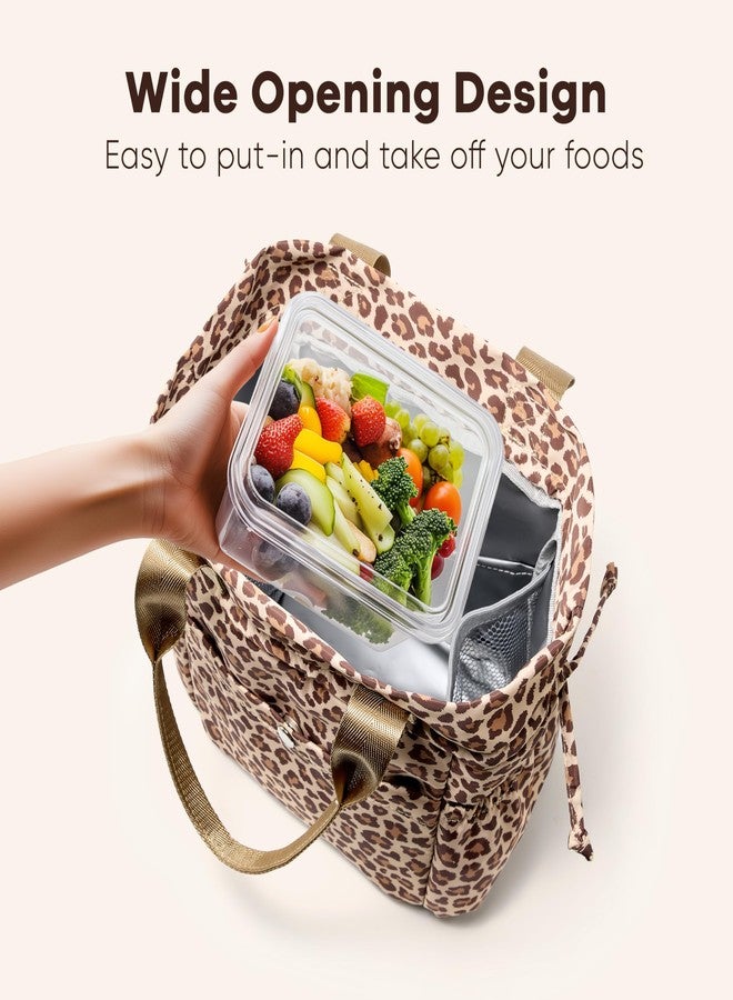 Yarnic Lunch Bag Women Insulated Lunch Bags,Cute Cheetah Reusable Lunch Box Stain-Resistant Lunchbox with Water Bottle Holder for Adult (Leopard) - Image 5