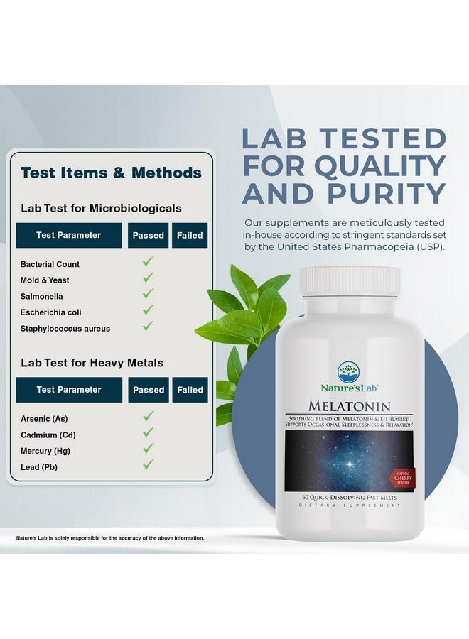 Nature's Lab Nature's Lab Fast Melt Melatonin Tablets - 25 mg of L-Theanine + 6mg of Melatonin - 60 Count  - Image 3