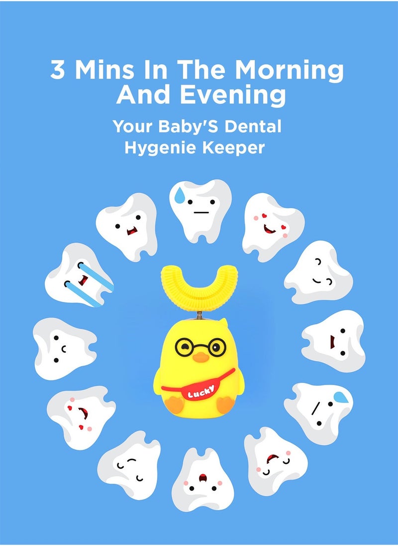 AFRA فرشاة أسنان كهربائية سوبر كلين يو جونيور صفراء، قابلة للشحن، 2 وضع للتنظيف، للأطفال من عمر 2-8 سنوات - Image 4