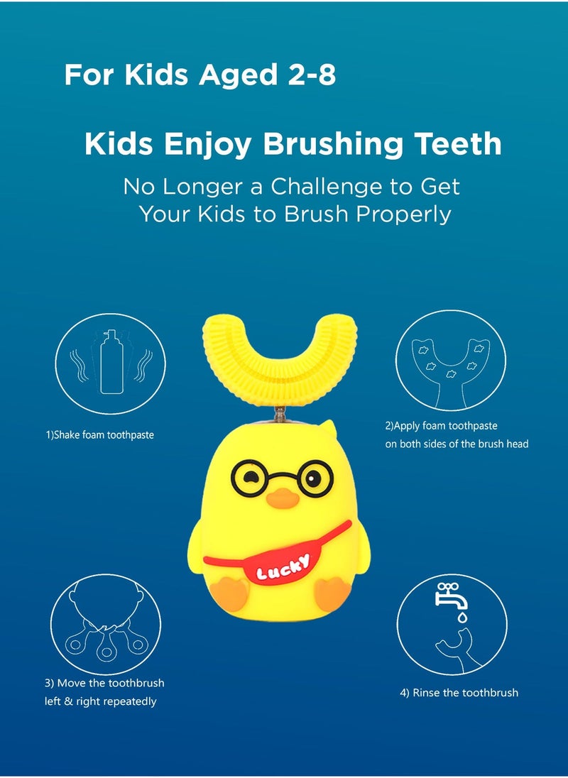AFRA فرشاة أسنان كهربائية سوبر كلين يو جونيور صفراء، قابلة للشحن، 2 وضع للتنظيف، للأطفال من عمر 2-8 سنوات - Image 5