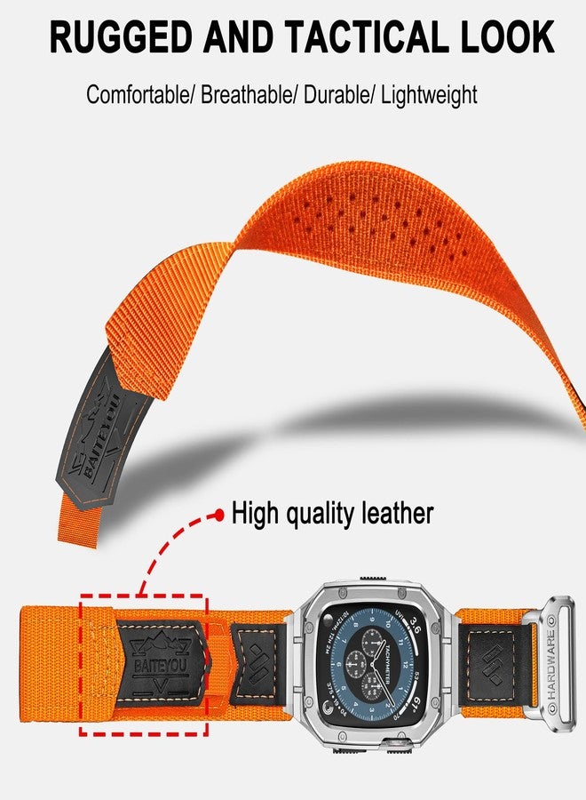 BAITEYOU Store BAITEYOU Band with Case Compatible with Apple Watch Band Series 9 8 7 (41mm) 6 5 4 SE 3 2 1 (40mm 38mm), Nylon Strap with Stainless Steel Metal Rugged Case Cover for iwatch Bands for Men - Image 5