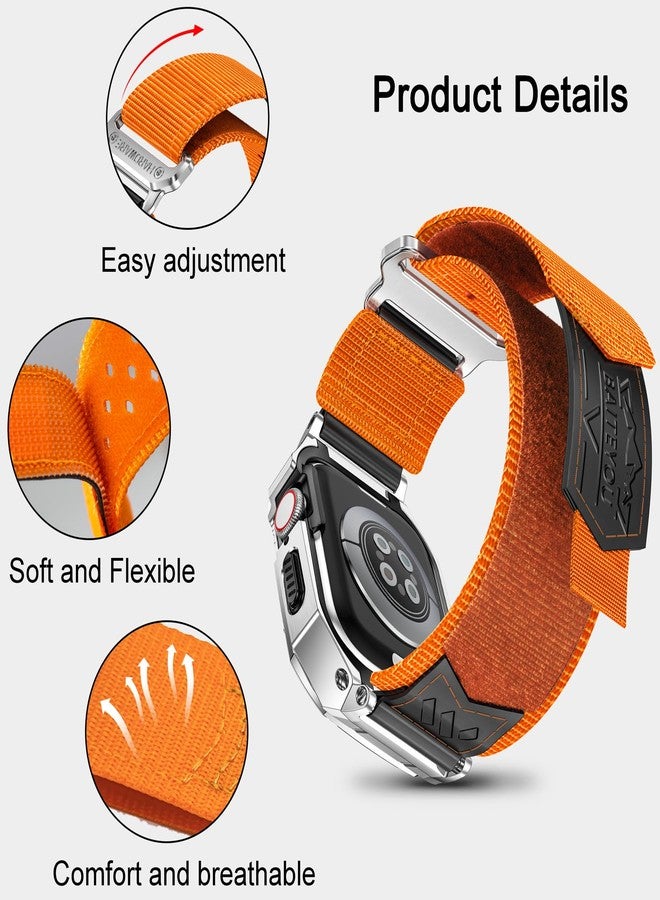 BAITEYOU Store BAITEYOU Band with Case Compatible with Apple Watch Band Series 9 8 7 (41mm) 6 5 4 SE 3 2 1 (40mm 38mm), Nylon Strap with Stainless Steel Metal Rugged Case Cover for iwatch Bands for Men - Image 2