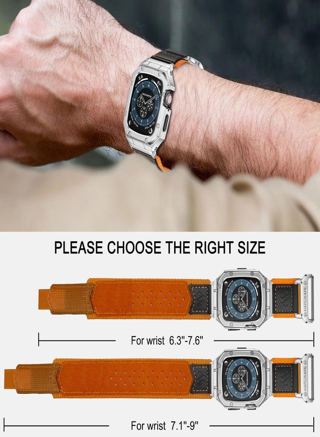 BAITEYOU Store BAITEYOU Band with Case Compatible with Apple Watch Band Series 9 8 7 (41mm) 6 5 4 SE 3 2 1 (40mm 38mm), Nylon Strap with Stainless Steel Metal Rugged Case Cover for iwatch Bands for Men - Image 4