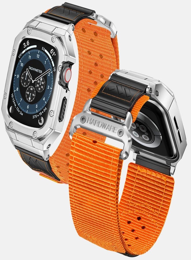BAITEYOU Store BAITEYOU Band with Case Compatible with Apple Watch Band Series 9 8 7 (41mm) 6 5 4 SE 3 2 1 (40mm 38mm), Nylon Strap with Stainless Steel Metal Rugged Case Cover for iwatch Bands for Men - Image 3