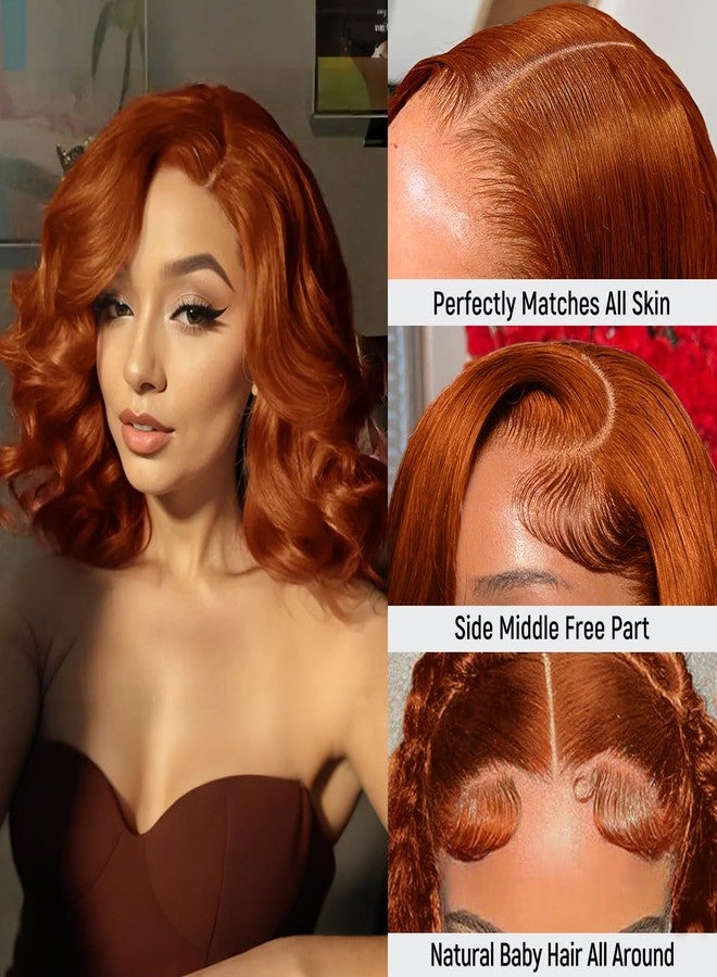 mscoco Bob Wig Human Hair Glueless 6×5 Reddish Brown Body Wave HD Lace Front Wigs Human Hair Pre-bleached knots Wear and Go Bob Wig Human Hair for Black Women Body Wave Human Hair Wig - Image 4