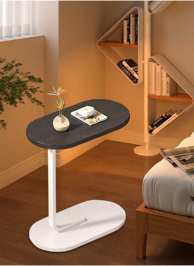 XiuWoo Couch table, c shaped end table, sofa side table slide under for living room bedside bathroom rustic office laptop, metal frame, easy assembly, 45*30*63CM  - Image 4