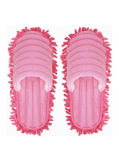 Excefore Mop Socks Lazy Mop Slippers Walking Cleaning Indoors Warm Shoes Home Dust Cleaning Floor Polishing Slippers Chenille Hair Clean for Kitchen House Office Cleaning S Pink  - Image 1