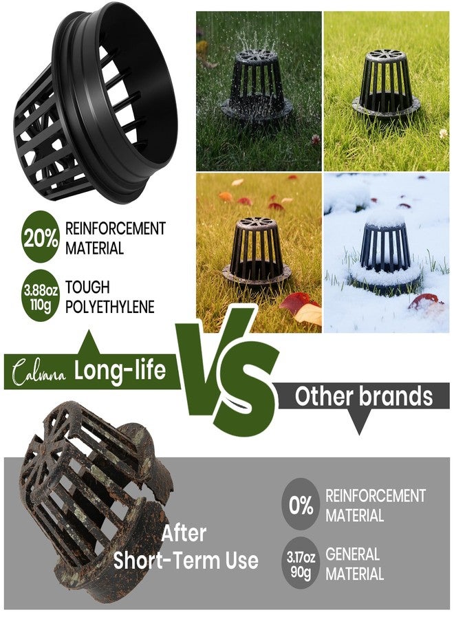 Calvana (3-Pack) Calvana 4” Round Atrium Drain Grate Cover, Compatible with NDS 78A, Fits 4” Sewer and Drain Pipe Fittings, Perfect for Small Lawns, Landscaping, Patios, Extra Tough Polyethylene, Black - Image 2