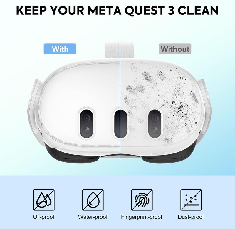 إكسسوارات VR لـ Meta Quest 3، غطاء حماية لسماعة الرأس VR لـ Oculus Quest 3، يشمل غطاء حماية VR و 6 قطع من واقي العدسات من الزجاج المقسى، غطاء حماية للعدسات مضاد للخدش - Image 5