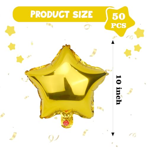 Moukiween Star Balloons50 Pieces 10 inch Gold StarShape Foil Balloons for birthday Partygraduation ceremony wedding signing party Decorations - Image 5