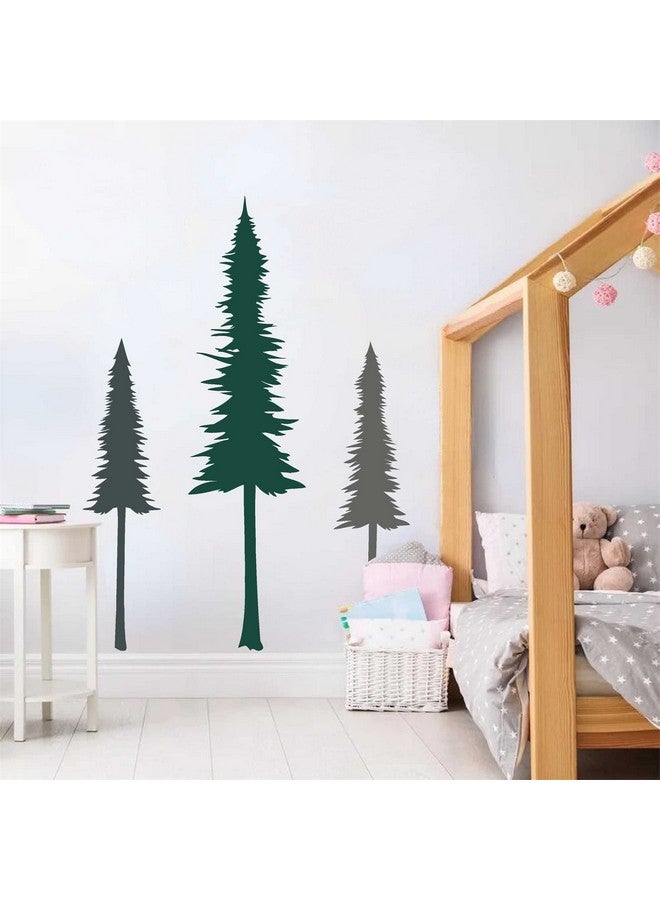 إياسو ملصقات جدارية كبيرة لشجرة الصنوبر، ملصقات جدارية لشجرة دائمة الخضرة، ديكور فني للطبيعة والغابات، ملصقات فينيل قابلة للإزالة لشجرة الغابات، ملصقات جدارية لغرف نوم الأطفال وغرفة المعيشة - Image 2