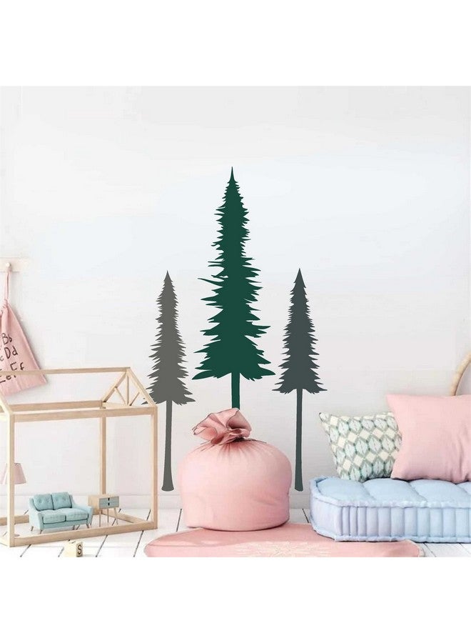 إياسو ملصقات جدارية كبيرة لشجرة الصنوبر، ملصقات جدارية لشجرة دائمة الخضرة، ديكور فني للطبيعة والغابات، ملصقات فينيل قابلة للإزالة لشجرة الغابات، ملصقات جدارية لغرف نوم الأطفال وغرفة المعيشة - Image 4