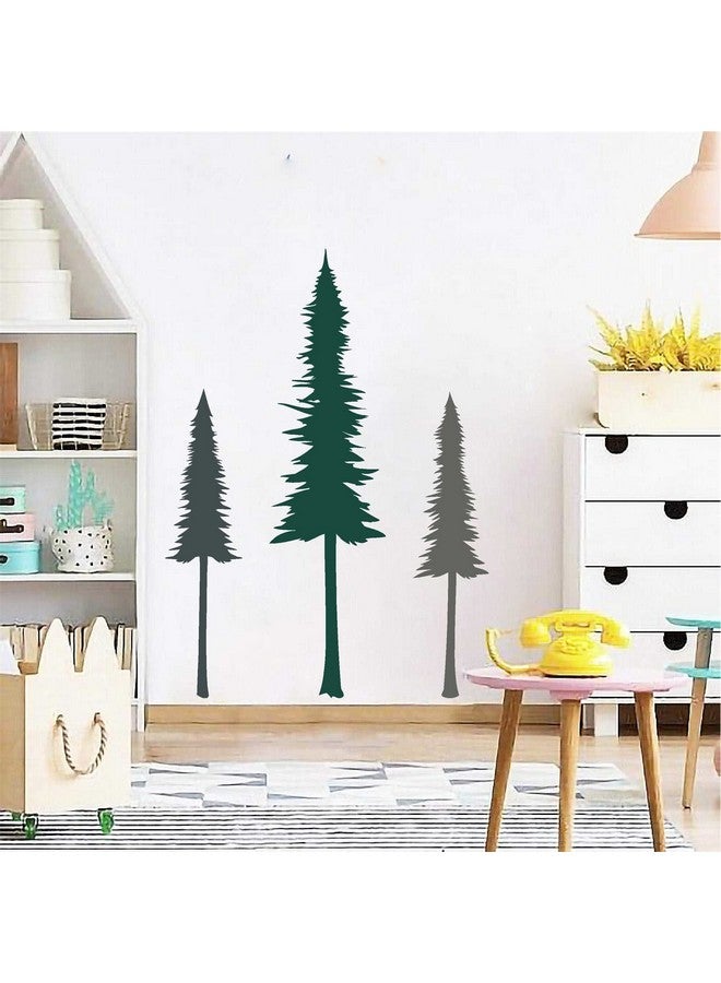 إياسو ملصقات جدارية كبيرة لشجرة الصنوبر، ملصقات جدارية لشجرة دائمة الخضرة، ديكور فني للطبيعة والغابات، ملصقات فينيل قابلة للإزالة لشجرة الغابات، ملصقات جدارية لغرف نوم الأطفال وغرفة المعيشة - Image 3