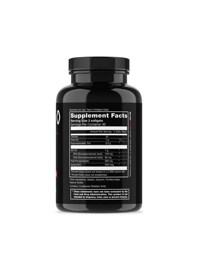 Antarctic Krill Oil Omega 3 Fatty Acid Supplements Dha & Epa 1000Mg Softgels Supports Joints Mobility & Mental Function (60 Softgels)