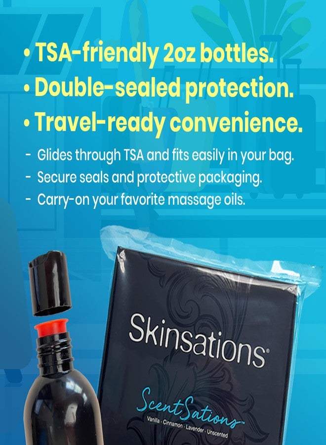 Skinsations - Massage Oil Kit (Set of 4, 2oz Each) – Travel-Size Variety Set with Vanilla, Cinnamon, Lavender & Unscented | Lightweight, Non-Greasy Oils for Relaxation, Gifting & Discovery - Image 3