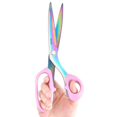 Zicolu Fabric Scissors, 9" Titanium Coating Sewing Scissors, All Purpose Sharp Heavy Duty Fabric Scissors for Cutting Clothes Leather Classic Stainless Steel Professional Fabric Shears for Tailor Home, Pink - Image 1