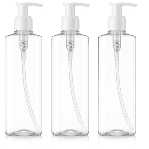 Bar5F Empty Pump Bottles 16-Ounce Dispenser for Shampoo, Creams, Body Wash, Hand Soap, Self-Tanners, Lotion, BPA-Free (Pack of 3) - Image 1