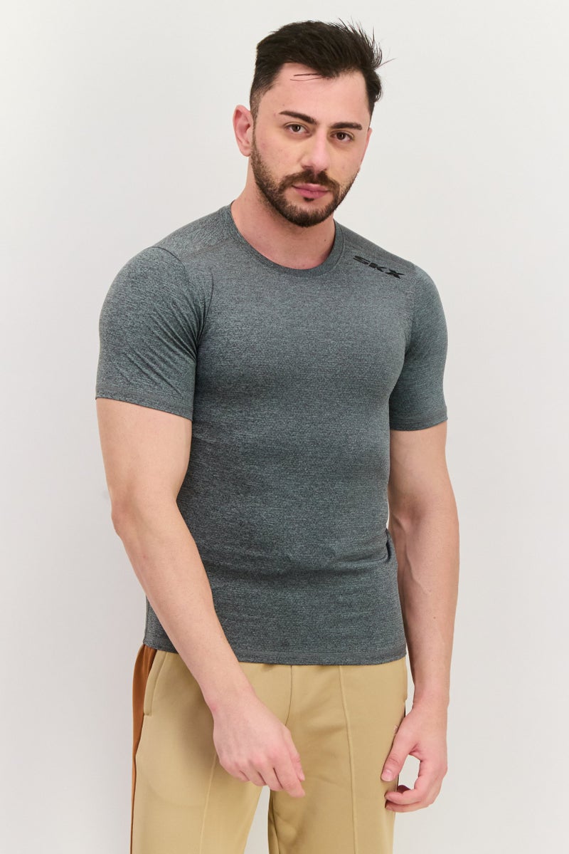 SKECHERS Men Sportswear Fit Short Sleeves Training T-Shirt, Grey Combo - Image 1