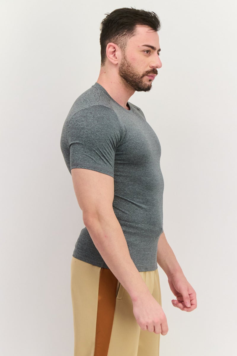 SKECHERS Men Sportswear Fit Short Sleeves Training T-Shirt, Grey Combo - Image 2