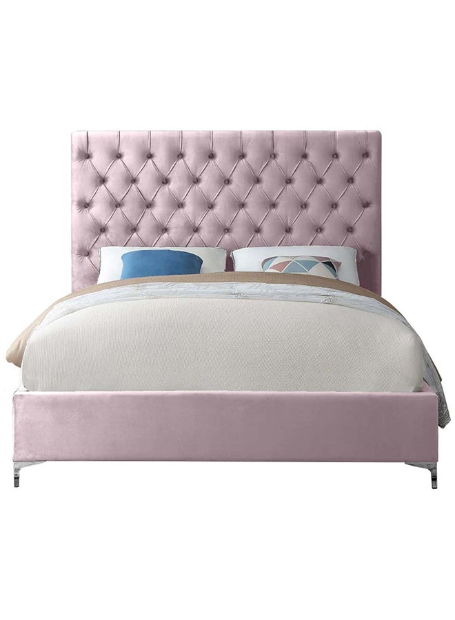 A to Z Furniture Divine Button Tufted Velvet Bed 200x200cm Super King Bed in Pink Color