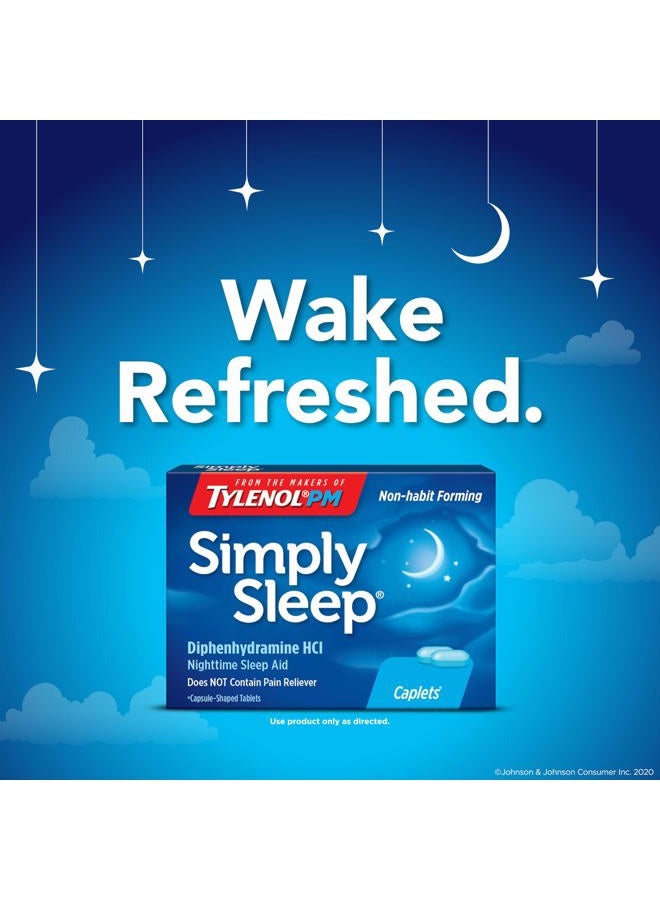 Tylenol حبوب مساعدة النوم الليلية Simply Sleep، 25 ملغ ديفينهيدرامين HCl، مساعدة نوم غير مسبب للإدمان للبالغين، 100 حبة - Image 2