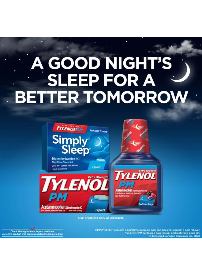 Tylenol حبوب مساعدة النوم الليلية Simply Sleep، 25 ملغ ديفينهيدرامين HCl، مساعدة نوم غير مسبب للإدمان للبالغين، 100 حبة - Image 3