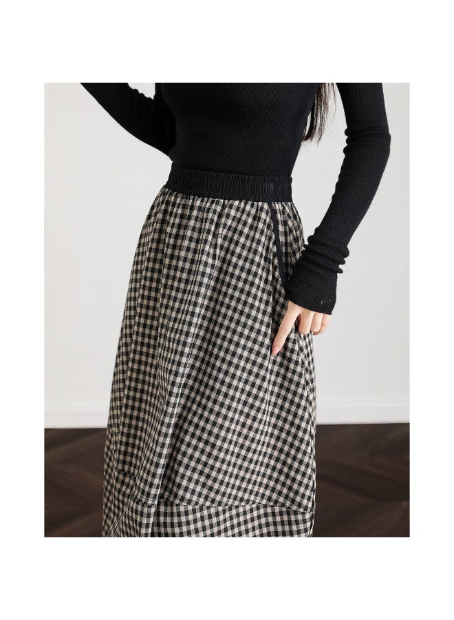 dme Demnaautumn Vintage Striped Lantern Skirt Comfortable Slimming Medium-length Skirt For Women - Image 4