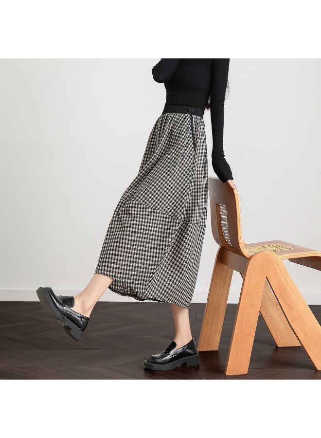 dme Demnaautumn Vintage Striped Lantern Skirt Comfortable Slimming Medium-length Skirt For Women - Image 2