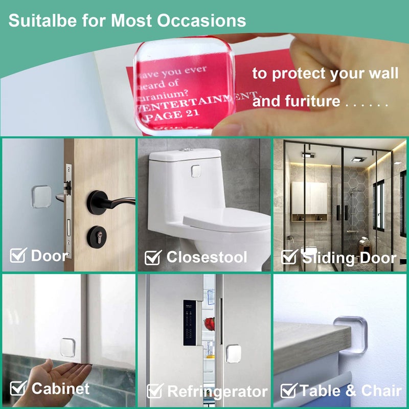HICOBOS Door Stopper Wall Protector - Wall Shield Bumper Guard from Door Knobs,Sturdy Self Adhesive,Soft and Transparent,Washable Reusable Shock Absorbent Gel for Home Office (Thicken Square, 6pcs) - Image 5