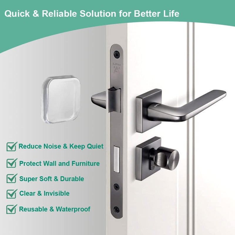 HICOBOS Door Stopper Wall Protector - Wall Shield Bumper Guard from Door Knobs,Sturdy Self Adhesive,Soft and Transparent,Washable Reusable Shock Absorbent Gel for Home Office (Thicken Square, 6pcs) - Image 2