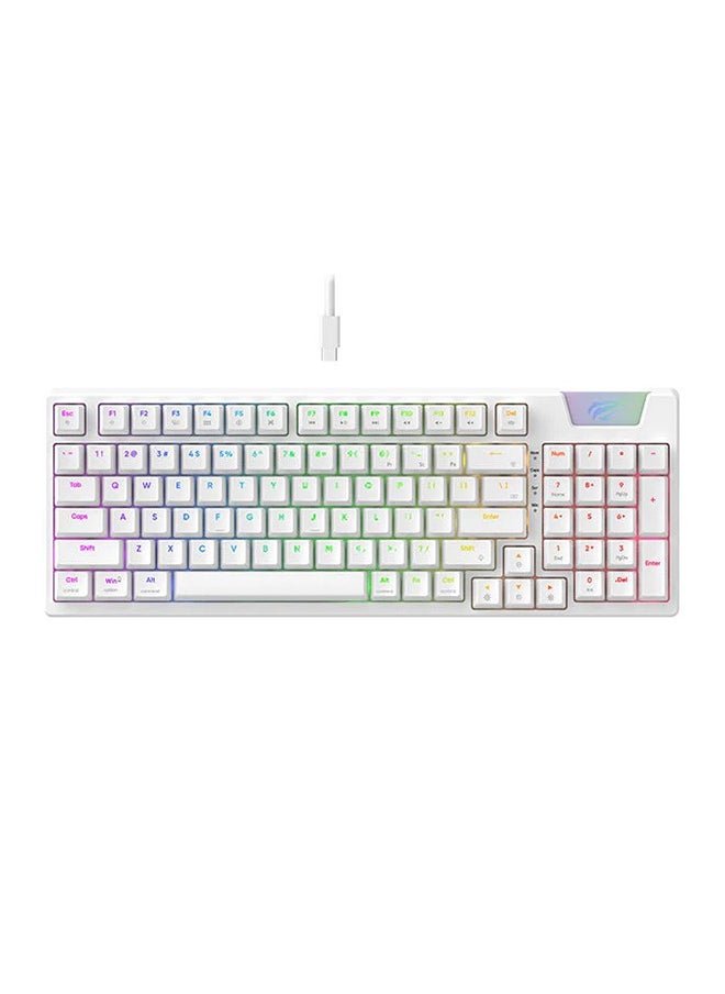 havit - Gamenote KB885L Mechanical Keyboard, White - 50 Million Keystroke Lifespan, Customised RGB Backlit, Gasket Structure Design, Separable Design of Keyboard & Cable, All Keys Role Over | HVKB-KB885L-WH - Image 1