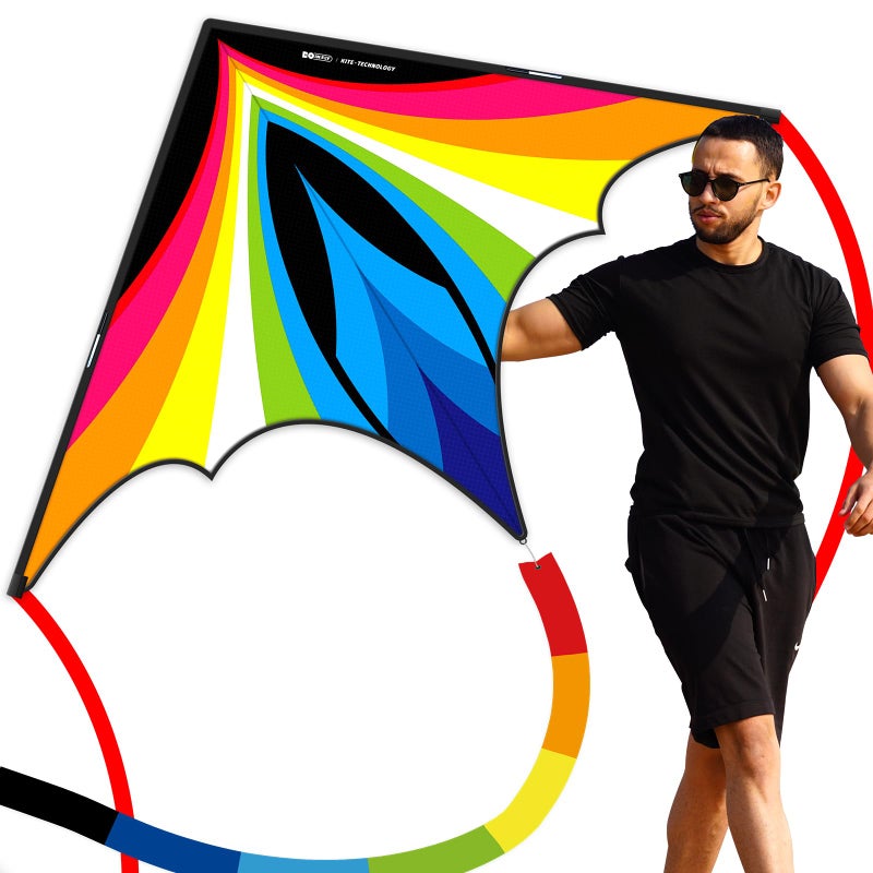 Doinfly Triangular-Shaped Kite - Easy to Control, with an Eye-catching Design, it is Perfect for Outdoor Entertainment and Suitable for Beginners to use. (Charger Delta Kite -Rainbow, 1.4m) - Image 1