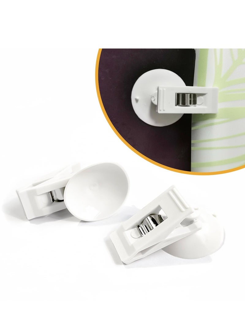 إكسفور مشابك ستارة دش مقاومة لرش الماء، 6 قطع مشابك ستارة دش ذاتية اللصق، مع كوب شفط، مشبك وزن ستارة دش ذاتي اللصق، واقي ضد الرياح، فقط اضغط على المشبك على الحائط - Image 4