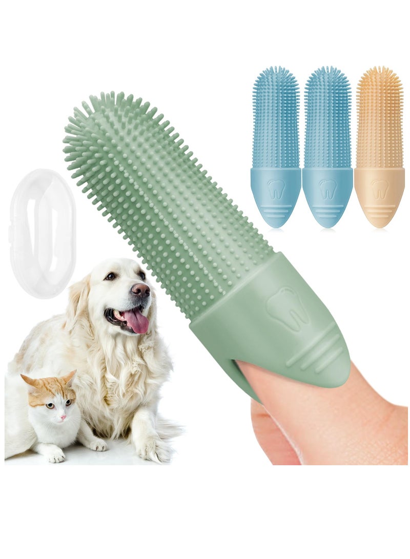 4 Pack Dog Toothbrush Set with 360 Degree Cleaning Finger Design for Dogs and Cats, Food Grade Silicone for Effective Dental Care - Image 1